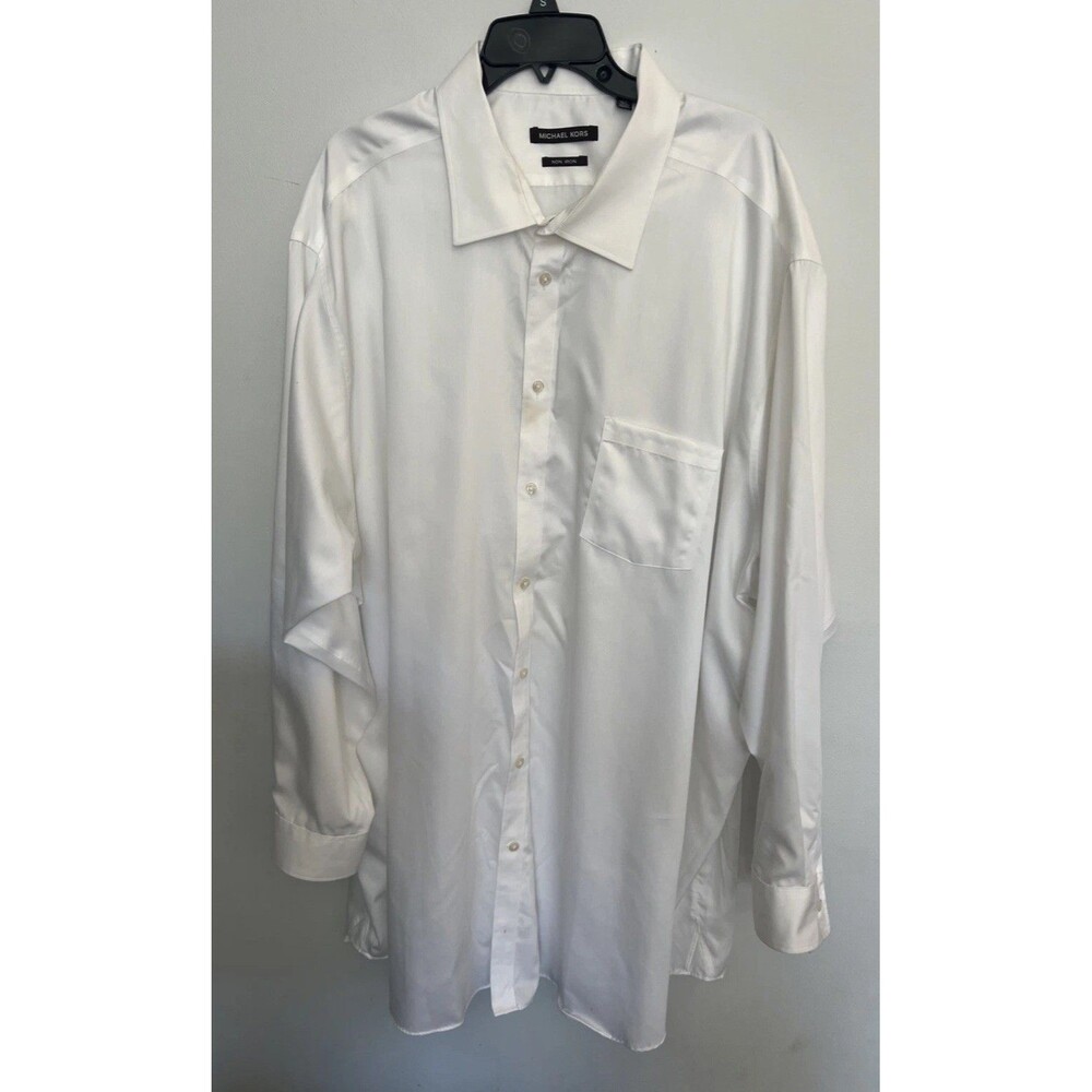 Michael Kors button up collared long sleeve Top Sz 20 Tall 36/37 Non Iron White